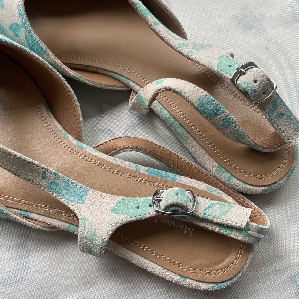 Maison Martin Margiela Women's Tabi Slingback Flats in Mint Floral - Picture 6 of 7
